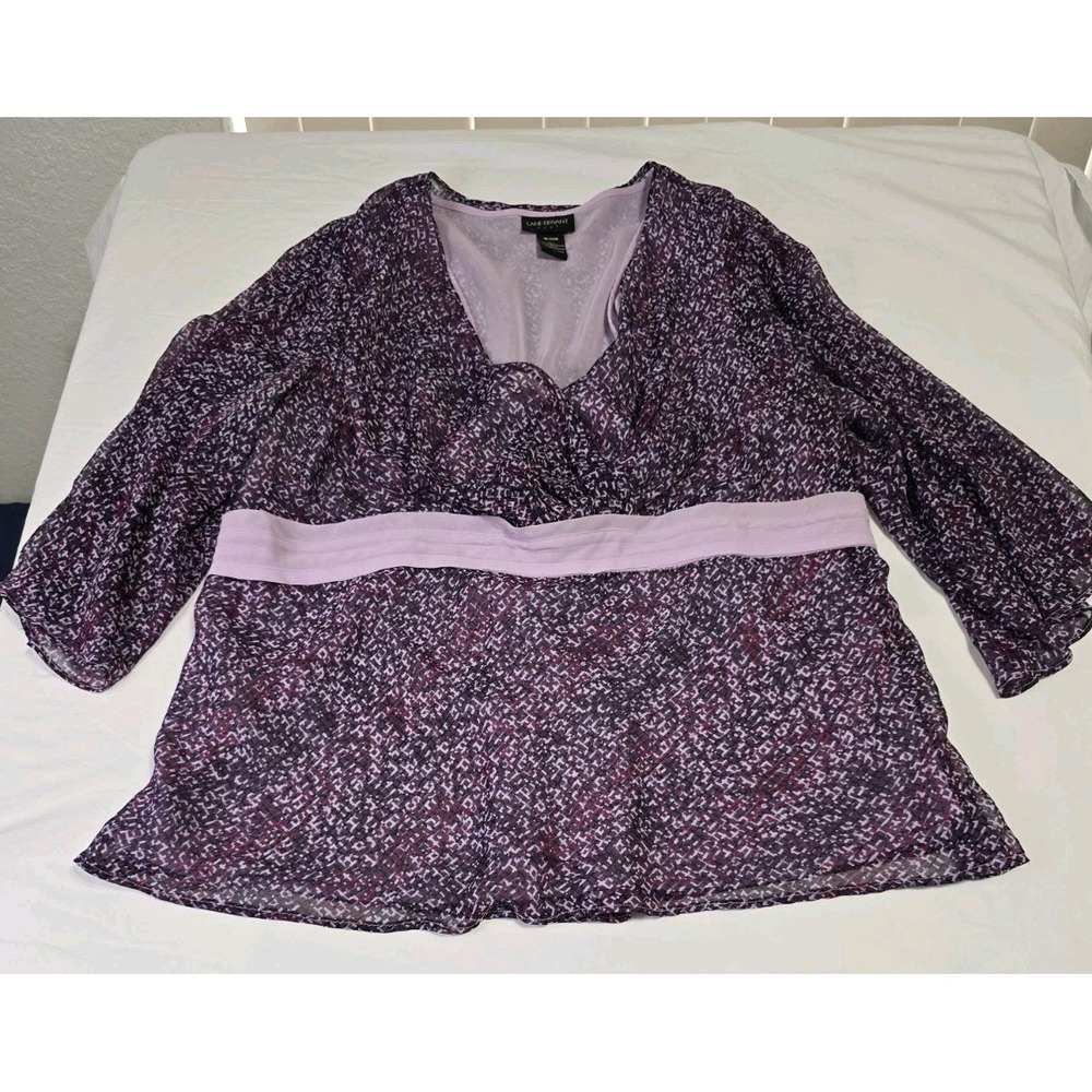 Lane Bryant Women's 18/20W Blouse Sheer Sleeves 3/4 Sleeves‎